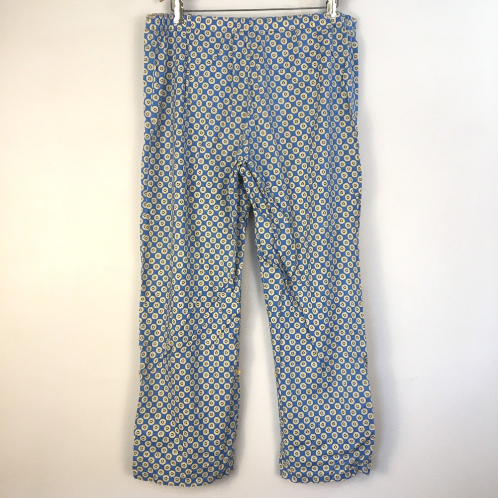 Vera Bradley Riviera Blue Yellow‎ Floral Print Cotton Size L PJ Lounge Pants - Picture 2 of 9